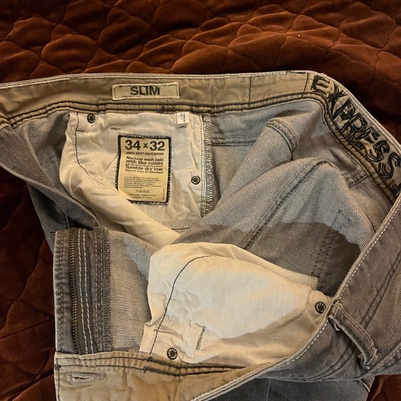 Express Men - 34 x 32 Gray Denim Jeans Slim - Picture 3 of 3